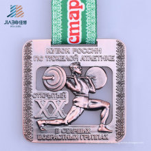Neue Design-Legierung benutzerdefinierte Bronze Metall Gewichtheben Medaille für Sport